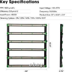 VIVOSUN VSFD650 Lampe de Croissance LED, 650W Lumière de Croissance de Plantes Amovible et Dimmable